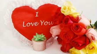 Red Heart Love And Rose Valentine Day Wallpaper Widescreen