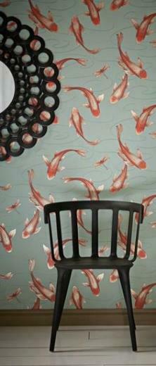 Room Powder Rooms Coral Wallpaper And