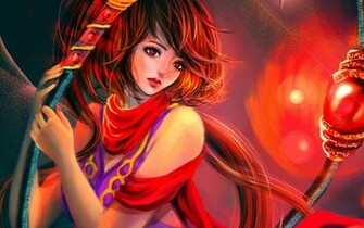 Anime Fighter Girl In Red Wallpaper Cartoon