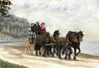 Stage Coach Painting HD Wallpaper