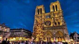 France Area New Year Christmas Tree Holiday Wallpaper Background