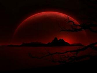 Wallpaper Blood Red Moon In Den B Umen H Ngen Erde 3d