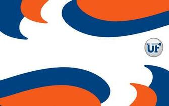 White Stripe And Uf Badge On Left With Orange Text