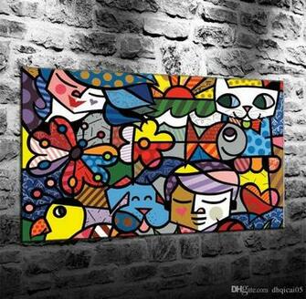 Romero Britto Colorful Art Abstract Background HD S