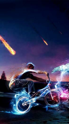 Neon Lights Photoshop Bike Rider iPhone Wallpaper Ipod