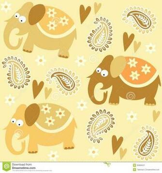 Cute Elephant Background Seamless Gold