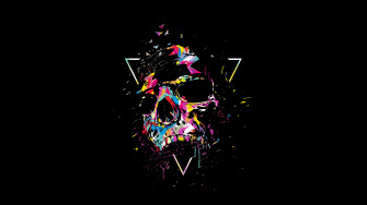 Skull Color Sketch Art 4k 1440p Resolution HD Wallpaper