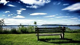 Rustic Wood Bench Looking Into Ocean Desktop Wallpaper