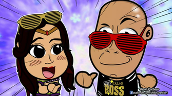 Sasha Banks And The Rock Wwe Chibi Wallpaper By Kapaeme On