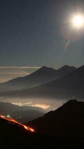 Volcano Moon City iPhone HD Wallpaper