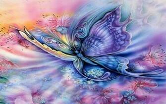 Blue Purple Butterfly Floral Desktop Pc And Mac Wallpaper