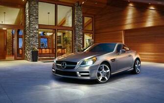 Parked Silver Mercedes Benz Slk Front Side Wallpaper