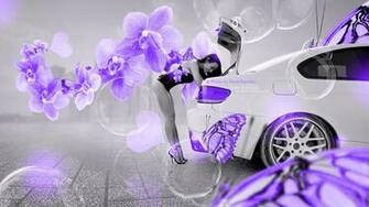 Flowers Butterfly Car Violet Neon HD Wallpaper Design By Tony