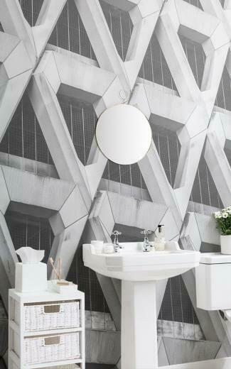 Brutalist Welbeck Street Mural Wallpaper In Grey