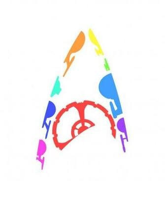 Starship Silhouettes On A The Starfleet Logo Startrek