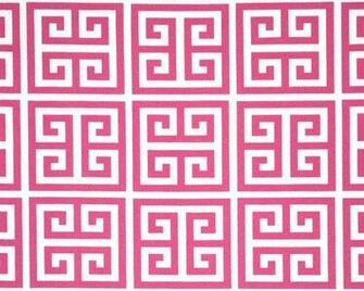 Preppy Patterns Pink Birds Greek Key