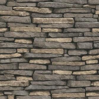 Natural Stone Grey Fd31293 Slate Brick Fine Decor Wallpaper