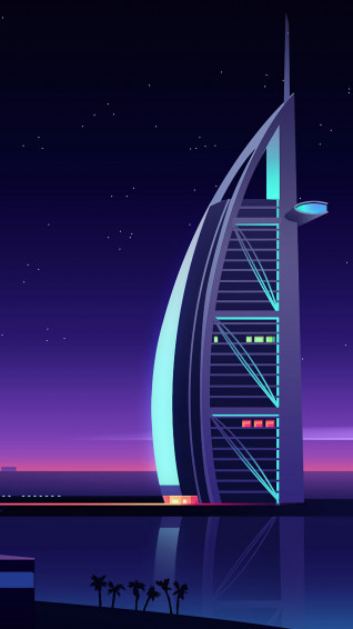 Dubai Burl Al Arab Landscape Cityscape Minimalist Digital Art 4k