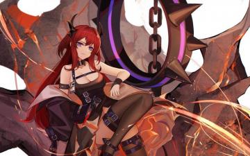 Arknights Chain Eternity Pixiv8012826 Garter Horns Long Hair
