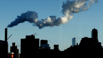 Silhouette Of Cityscape Smoke Smog Pollution Background Stock
