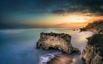 Wallpaper Malibu El Matador Beach Long Exposure Sea Cliff Nature