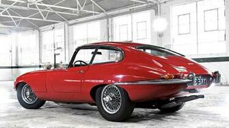 Jaguar E Type Coupe Side Back Pose In Red Wallpaper