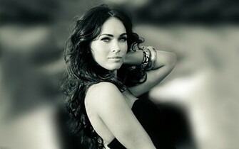 Wallpaper Megan Fox Look Girl Model Black White