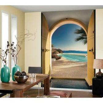 Komar Beach Santorini Wall Mural The Home Depot