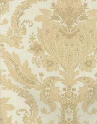 Beige Elegant Damask Wallpaper Lodge Outdoors