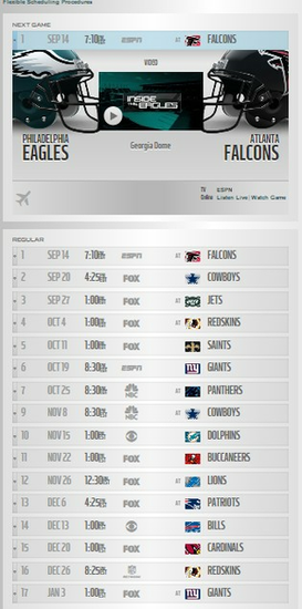 Phila Eagles Schedule