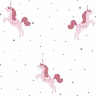 Caselio Princess Unicorns Rose Fushia Dore Wallpaper