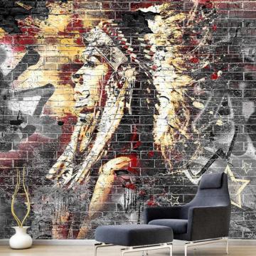 Custom Wallpaper Murals 3d Graffiti Art Wood Grain Brick Wall