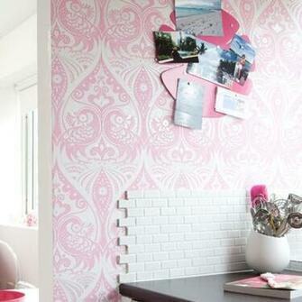 Flock Print Wallpaper Kitchen Design Photo