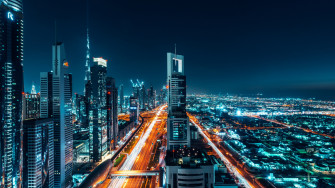 Dubai City Buildings Cityscape Night Wallpaper Background