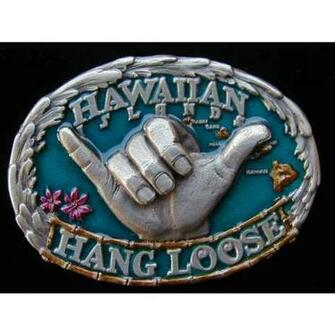 Hawaiian Islands Hang Loose Colored Belt Buckle Beltbuckle