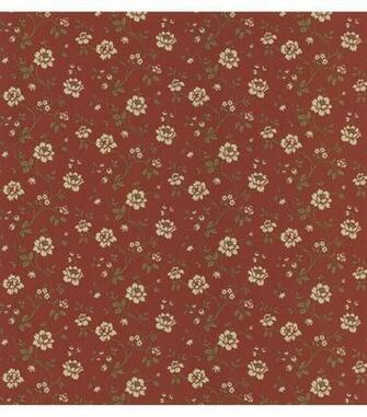 Cottage Floral Red Stencil Wallpaper Samplecottage