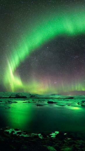 Night Sky Aurora Green iPhone Wallpaper Background X
