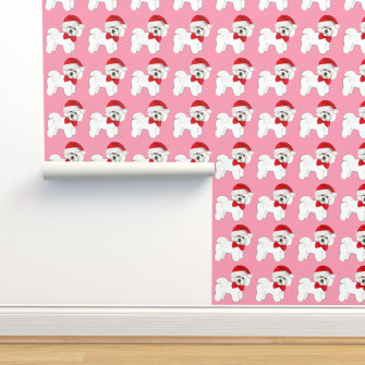 Bichon Frise Dog Christmas And Santa Spoonflower