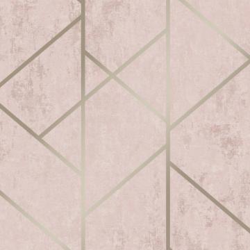 I Love Wallpaper Milan Geo Metallic Blush Pink Gold