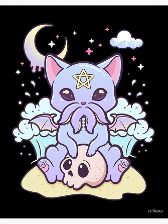 Kawaii Pastel Goth Cute Creepy Occult Cthulhu Art Board Print For