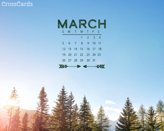 March Forest Desktop Calendar Wallpaper