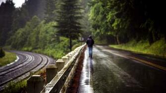 World Roads Railroad Tracks Fence People Men Males Mood Alone