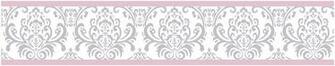 Elizabeth Pink And Gray Damask Wallpaper Border