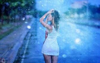Wallpaper Girl Rain Mood Street Asian Image For Desktop