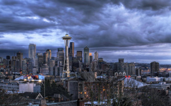 Dark Cloudy Seattle 4k Wallpaper