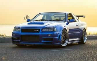 Nissan Skyline Gt R R34 Car Wheels Tuning Wallpaper