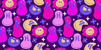 Happy Pyschedelic Y2k Seamless Aesthetic Trippy Smiley
