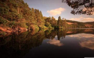 Forest Lake Late Summer Ultra HD Desktop Background Wallpaper For