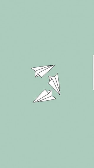 Mint Green Aesthetic Paper Planes Wallpaper