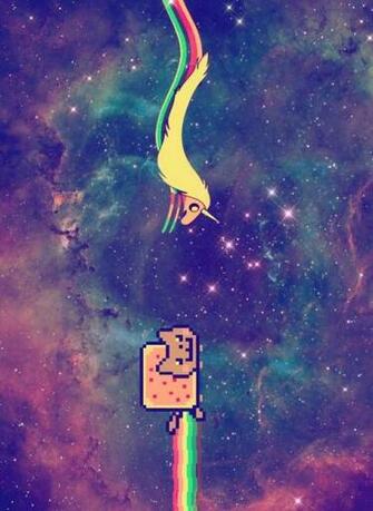 Time Wallpaper Random Nyan Cat Unicorn Adventuretime Galaxy